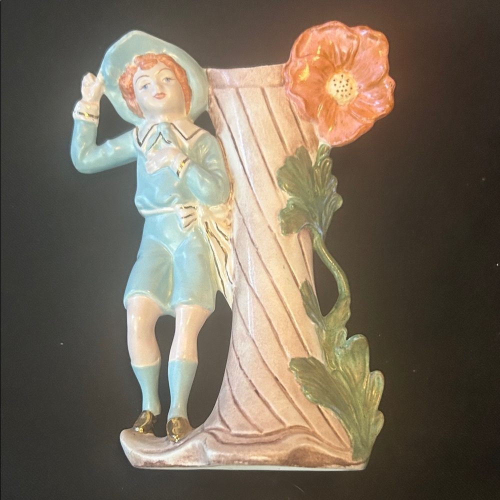 Mid-century Mod Bud Vase, Colonial Boy & Poppy Gold Century Mod